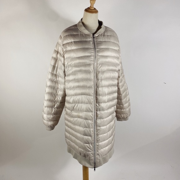 Flawed ZARA Down Quilted Pearl Ivory Longline Puffer Jacket Womens XXL